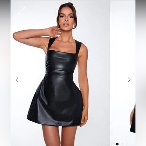 Babyboo black leather mini dress